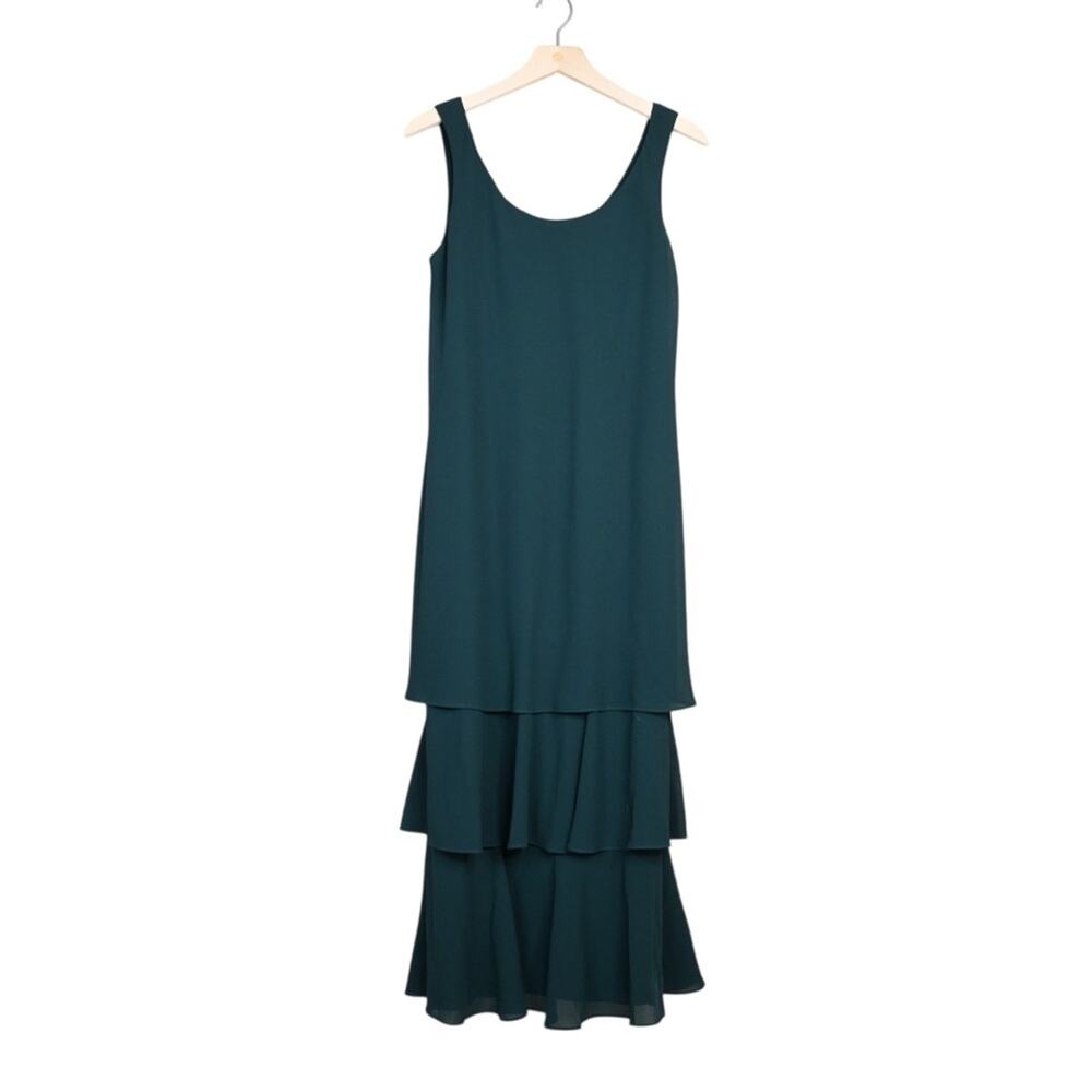 Cattiva New York Womens 6 Vintage Union Made Green Tiered Midi Dress